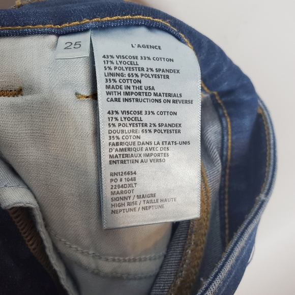 L'AGENCE Margot Gold Tuxedo Stripe High-Rise Skinny Jeans Neptune size 25 - Picture 10 of 10